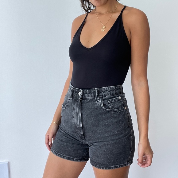 SHEIN Tops - Shein black v neck cotton  bodysuit S